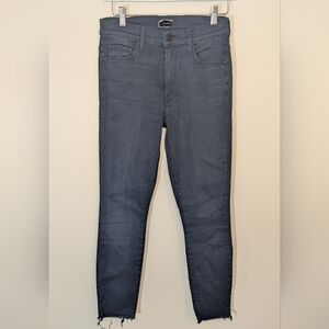 Mother High Waisted Jeans Looker Ankle Fray - Untouched dark wash denim Size 27